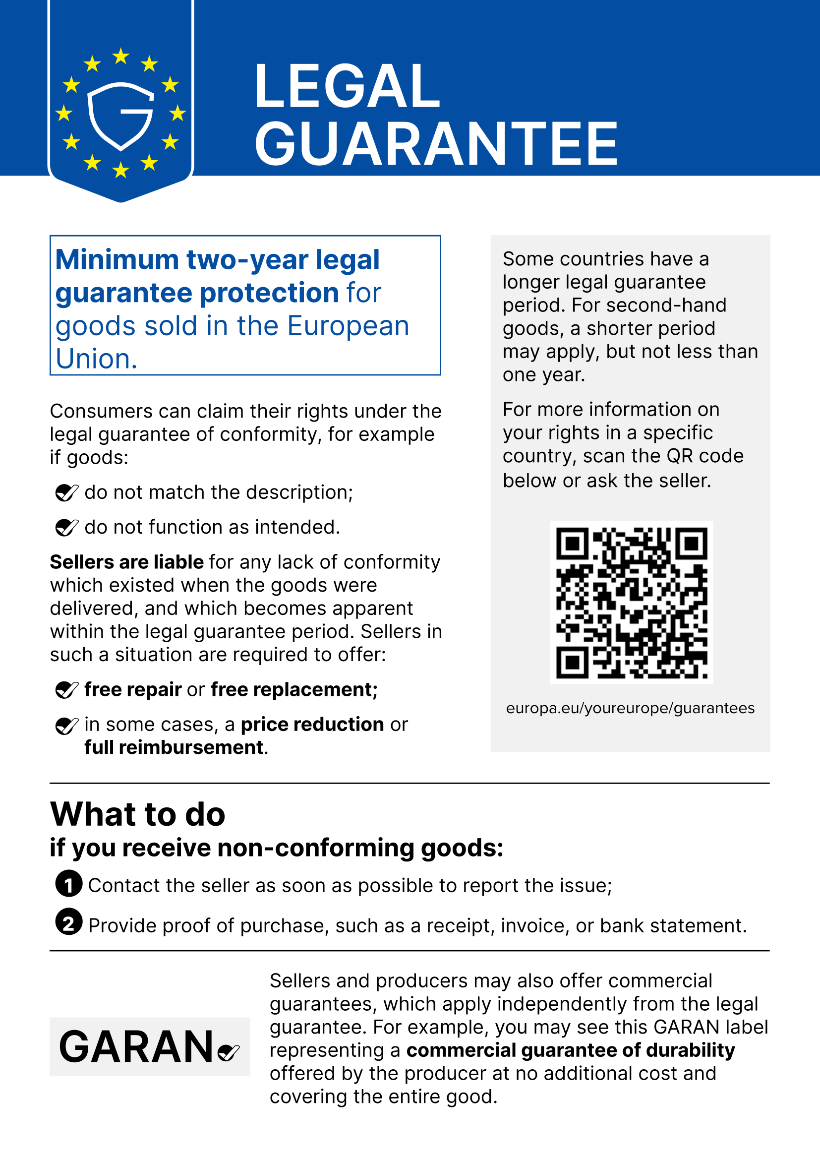 Legal guarantee: Open the notice as PDF